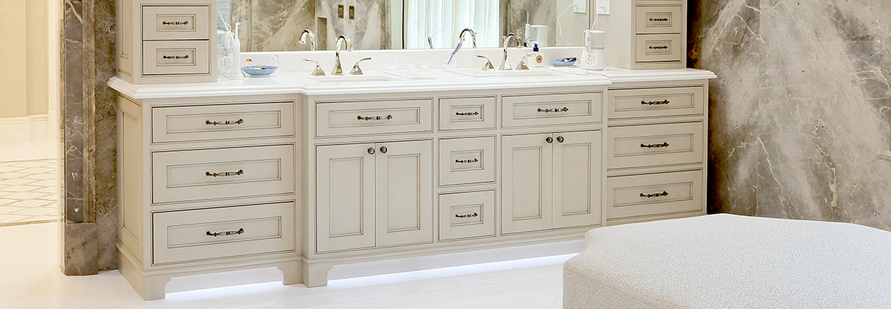 tan custom bathroom cabinetry