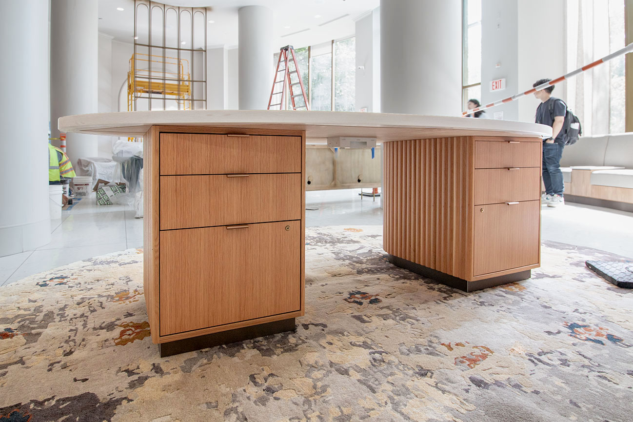 custom millwork reception desk