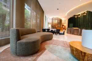 Custom commercial banquette lobby