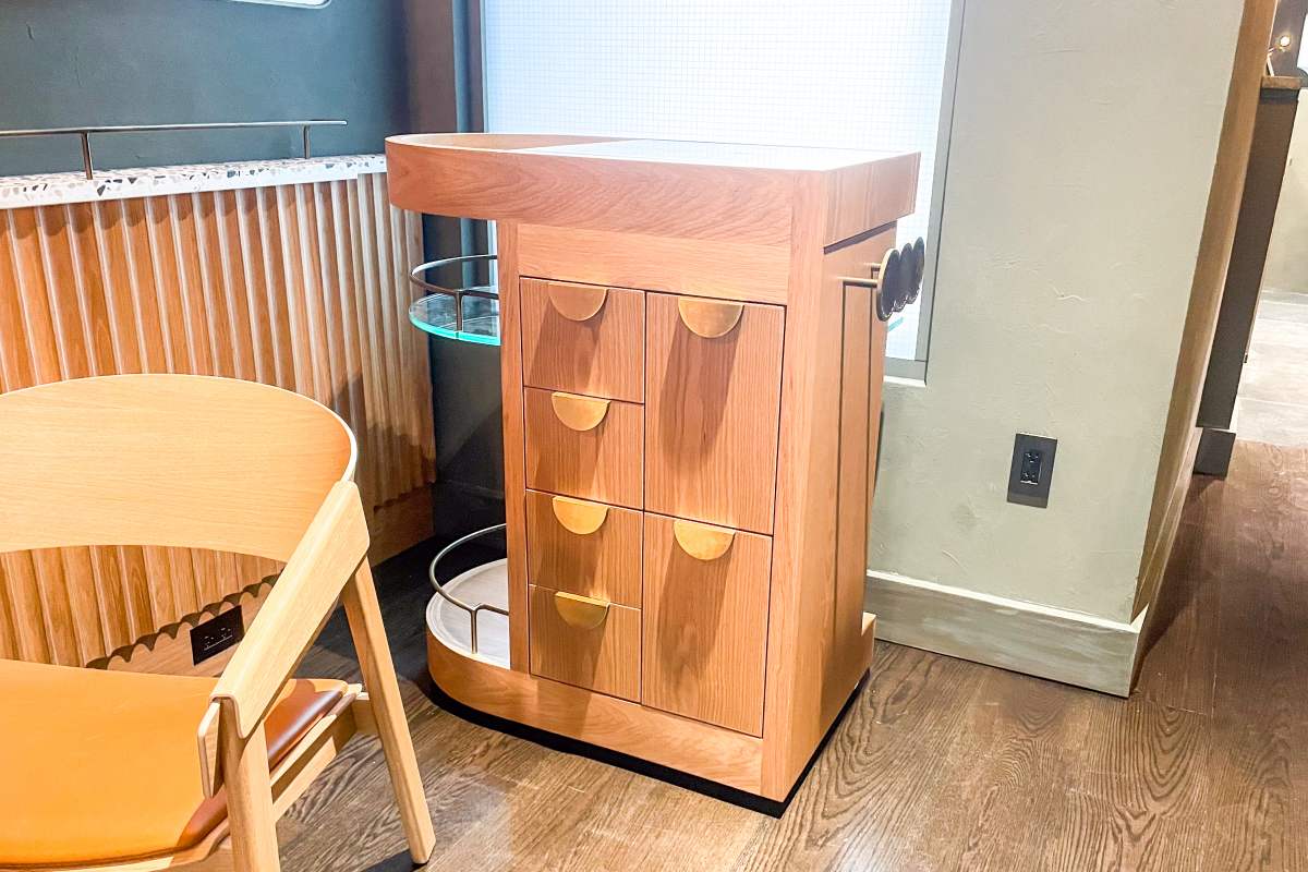 custom commercial casework bar cart cafe