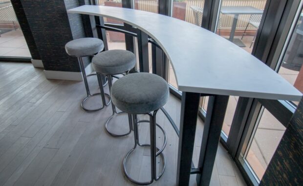 custom curved table milwork