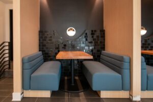 small space custom millwork banquette