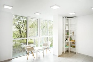 view on the white spacious office with big window