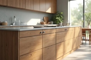 modern kitchen with wooden island