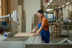experienced craftsman carefully operates cutting devices to ensure flawless results safely